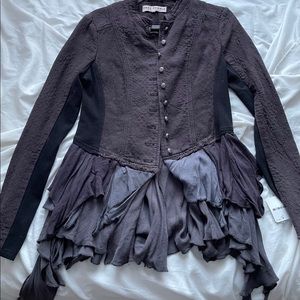 Free People Military Ruffles Blazer